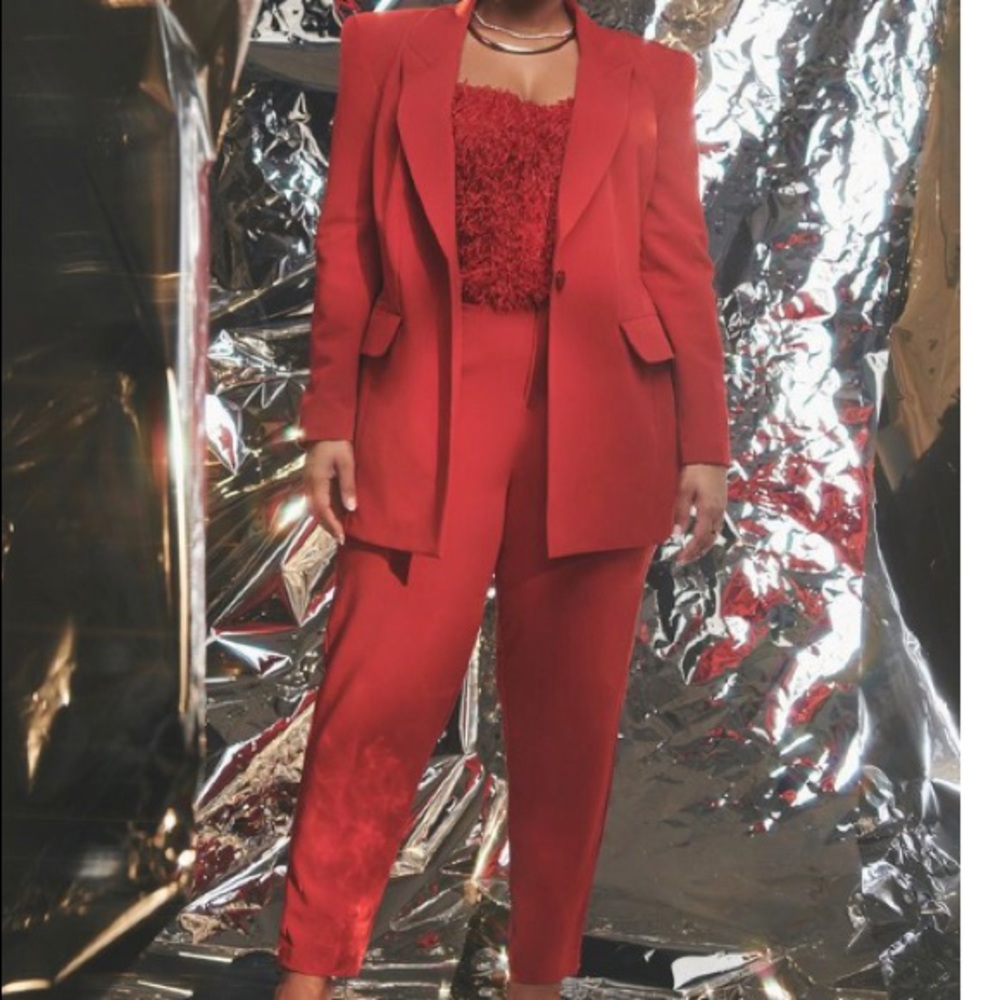 Stylish Red Pant Suit Set | Plus Size